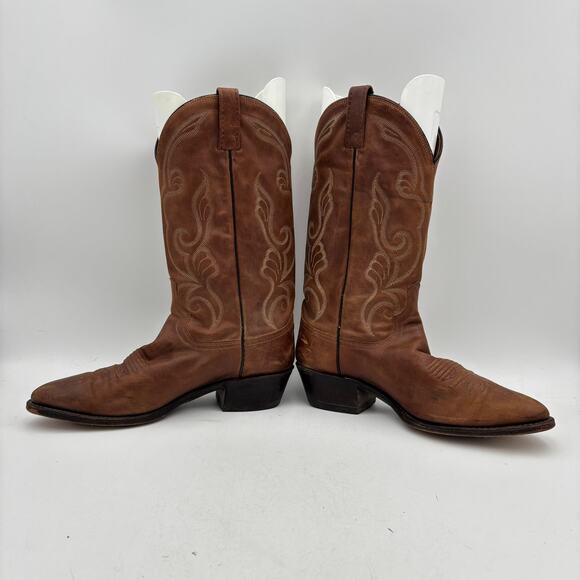 Vintage Dan Post Brown Leather Western Cowboy Boots Men\'s 10D Workwear main image 8